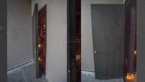 Pintu yang telah dilapisi dengan peredam suara Acourete Silent Wall 